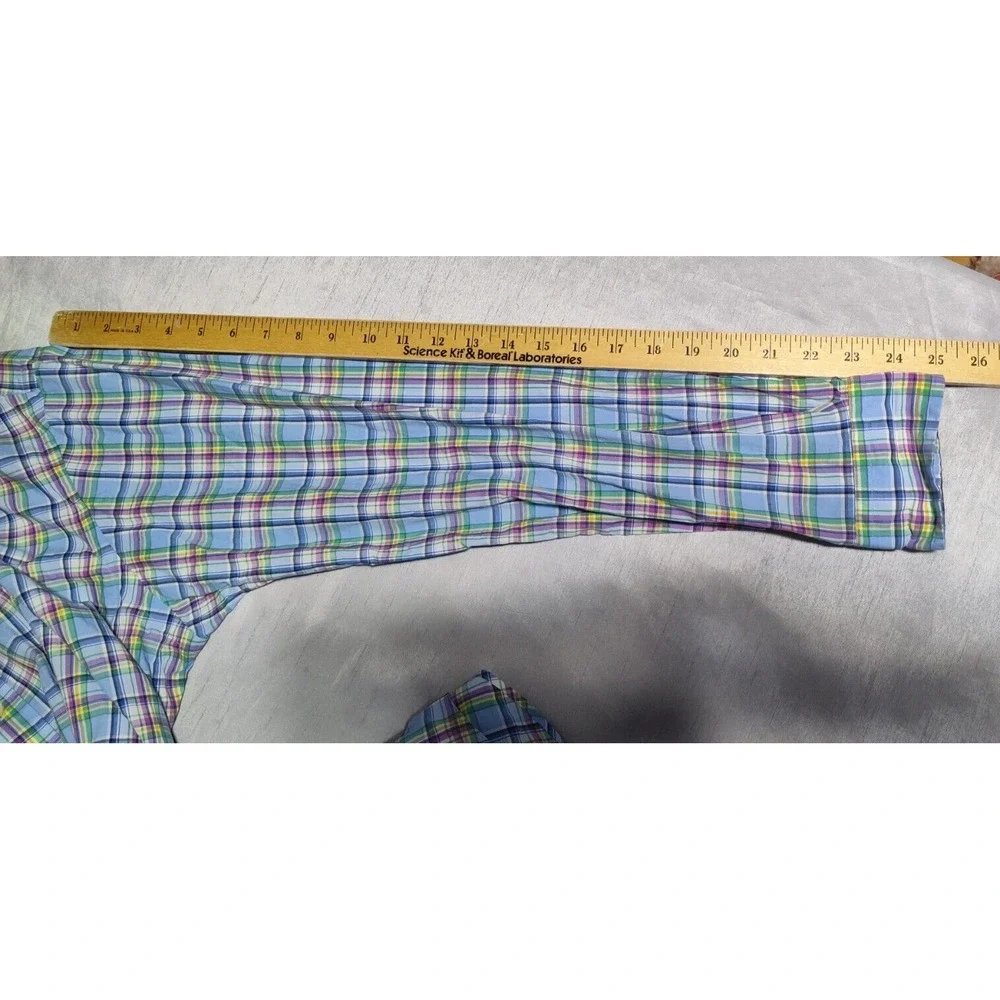 POLO RALPH LAUREN CLASSIC Men Large Blue Multi Plaid Button Long Sleeve Shirt‎